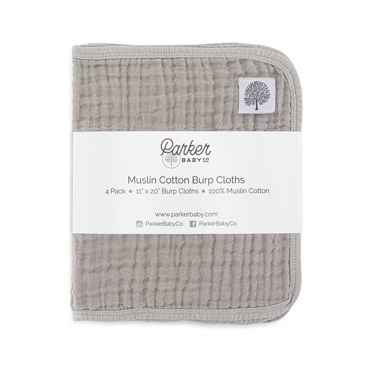 Gray Set - Muslin Burp Cloths (4 Pack) – Parker Baby Co.